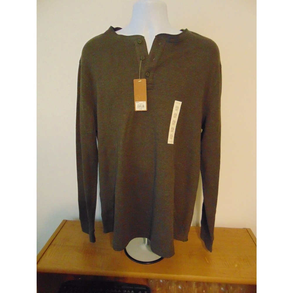Men's Clothing 3 Button Sweater Shirt SONOMA NWT Long Sleeve XL Dark Mink Color